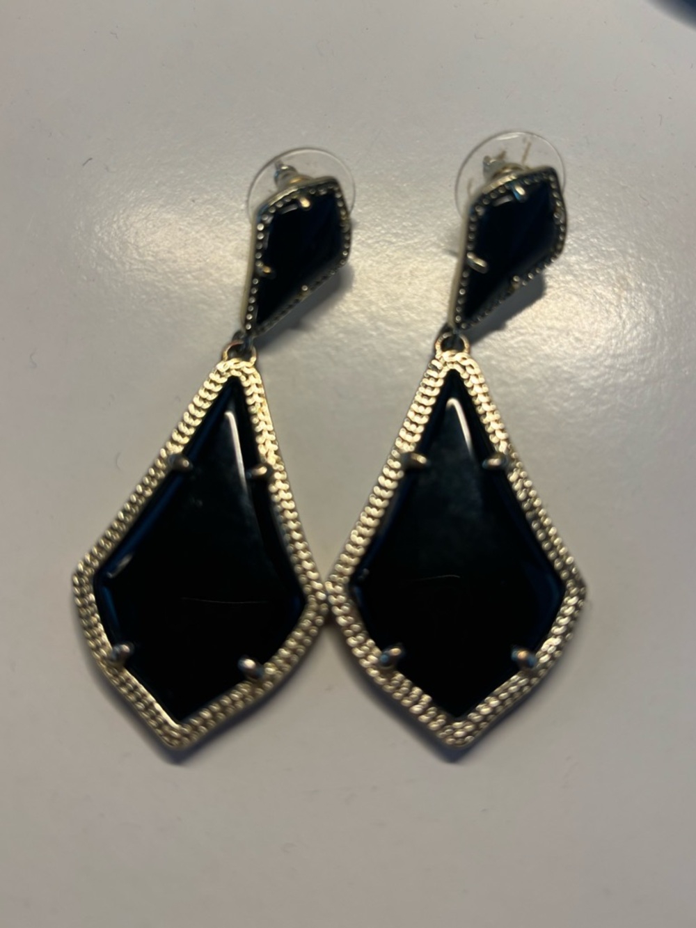 Kendra Scott Black and Gold Kite Drop Earrings - Women Jewelry